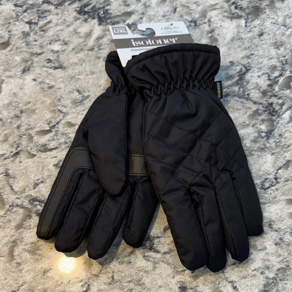 Isotoner SleekHeat Insulated Touchscreen Winter Gloves Black S/M L/XL NWT - Picture 3 of 10